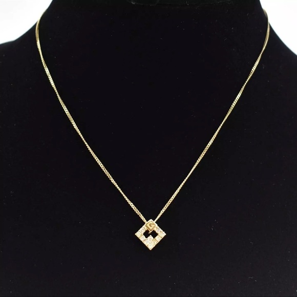 Givenchy Gold and Rhinestone “G” Logo Necklace - Picture 4 of 7